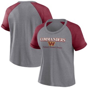  NFL Washington Commanders Women's Gray Raglan Scoop T-Shirt - 1 of 3