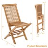Costway 2 PCS Patio Folding Chair Indonesia Teak High Back Dining Slatted Seat Portable Outdoor - 3 of 4