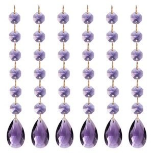 Unique Bargains Crystal Teardrop Octagon Beads Shiny Glass Pendants 6 Pcs - 1 of 4