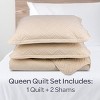 Lavish Home 3PC Queen Quilt Set with Shams, Natural - 3 of 4