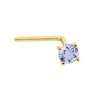 Jewelry Avalanche 22G 14K Gold L-shape Nose Stud with Tanzanite Gemstone - 1 of 2