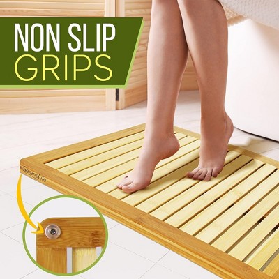 Natural Bamboo Non-Slip Water-Resistant Shower Mat, 23" x 18"