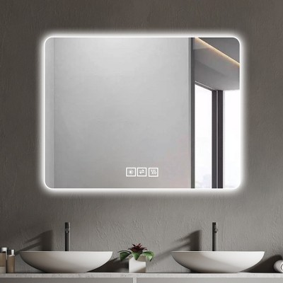 36x28 inch Bathroom Mirror, Vanity Mirror for Bathroom, Anti-Fog Lighted Vanity Mirrors for Wall Mounted, 5 level Adjustable, Horizontal/Vertical