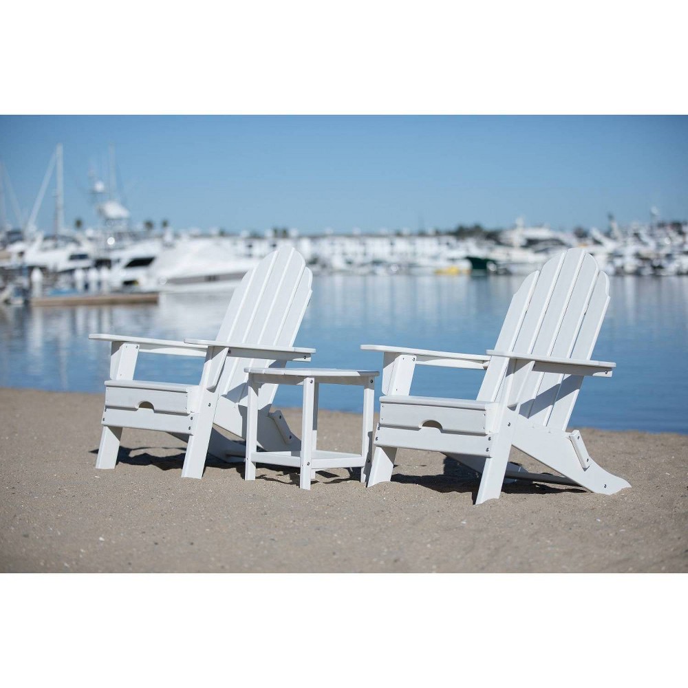 3pc Balboa Folding Adirondack Chair and Table Set White - LuXeo