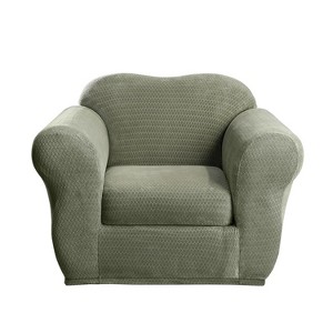 Stretch Royal Diamond Chair Slipcover Sage - Sure Fit, Green