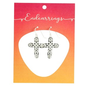 Dicksons 73-9074P Petal Cross 1/8 inch Silver Plated Metal Women's Hook Endearrings on Presentation Card - 1 of 2