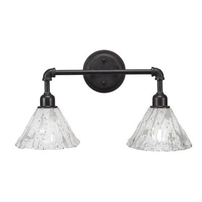 Toltec Lighting Vintage 2 - Light Vanity in  Dark Granite with 7" Italian Ice Shade