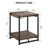 20'' Large Square Farmhouse Wood Storage End Table with 2 Tier Shelf- Modern Metal Frame Bed Couch Sofa Side Table/Nightstand，Accent Furniture - 2 of 4