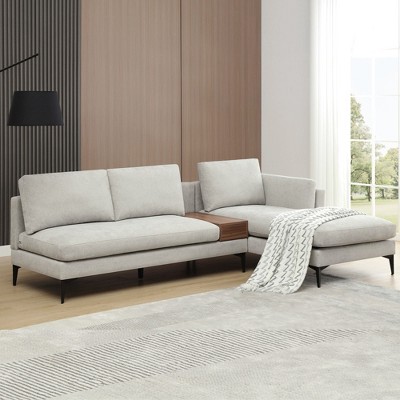 Minimalist 3 Seater L Shaped Sectional Sofa Reverisble Lounge Chaise for Living Room - Morden Fort