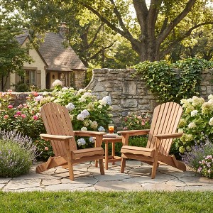 JVNOXK Set of 2 Wooden Folding Adirondack Chairs with Pre