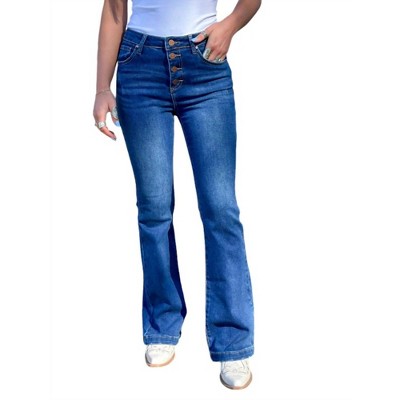 Women's Button Down Boot Cut Jeans - RISEN