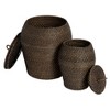 Decorative Hand-Woven Rattan Storage Baskets with Lids, Set of 2 - 3 of 4