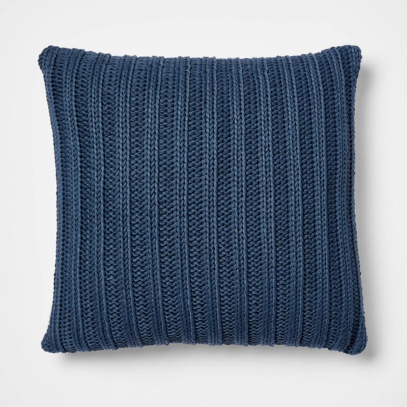 Oversized Chunky Rib Knit with Linen Reverse Throw Pillow - Threshold™, 1 of 8