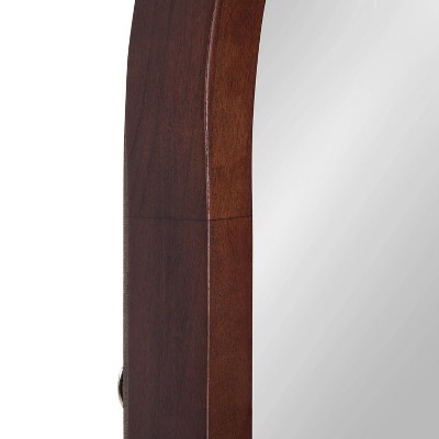 Walnut Brown Arched Wood Vanity Mirror