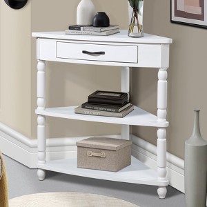 Hrinhom 33.9"W Triangle Corner Table,Wooden Storage Corner Side Table - 1 of 4