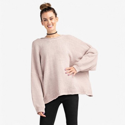 Anna-Kaci Women's Oversized Knit Sweater with Drop Shoulders and Ribbed Hem