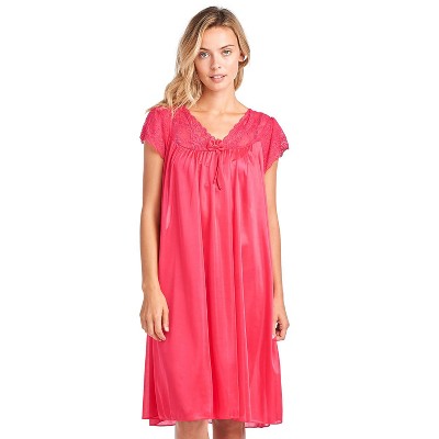 Casual Nights Women's Fancy Lace Neckline Silky Tricot Nightgown