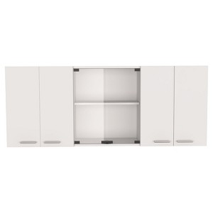 HomeRoots 59" White Wood Wall Mounted China Cabinet With Six Doors - 1 of 4