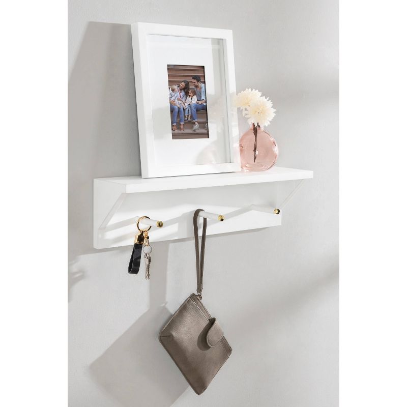 18&#34; x 5&#34; Adlynn Decorative Wall Shelf with Pegs White - Kate &#38; Laurel All Things Decor, 6 of 10