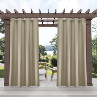 Set of 2 Indoor/Outdoor Solid Cabana Grommet Top Curtain Panels Black - Exclusive Home