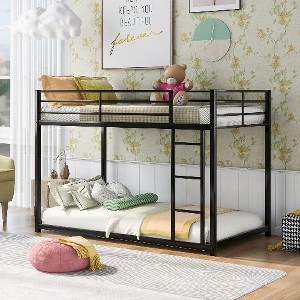 Kumasinova Modern Full-Over-Full Bunk Bed, Low Bunk Metal Bed Frame with Built-In Ladder, Full-Length Guardrails for Small Bedrooms/Family Spaces - 1 of 4