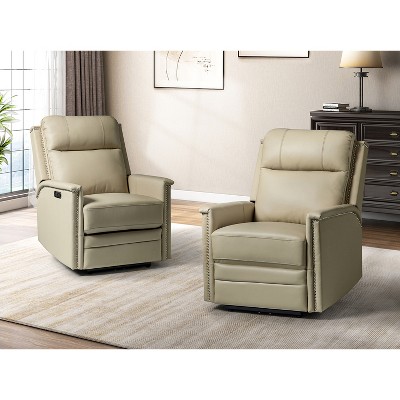 Set of 2 Ottfried Genuine Leather Power Recliner | ARTFUL LIVING DESIGN