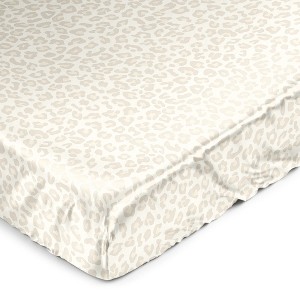 Sweet Jojo Designs Girl Satin Fitted Crib Sheet Cheetah Ivory Beige Taupe Gold Tan Off White - 1 of 4