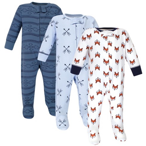 Yoga Sprout Baby Boy Cottton Zipper Sleep And Play 3pk, Fox, Preemie ...