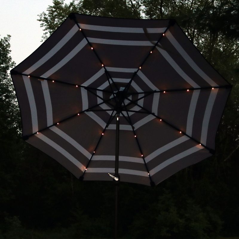 Sunnydaze Outdoor Aluminum Patio Umbrella with Solar LED Lights, Tilt, and Crank - 9', 3 of 15