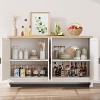 4-Door Sideboard Buffet Cabinet, Natural Rattan Storage Cabinet, Boho Entryway Console Table, Coffee Bar Station for Dining Room, Living Room - 3 of 4