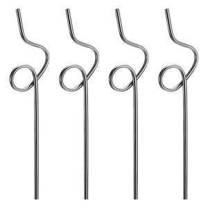 Unique Bargains 304 Stainless Steel Durable Curly Shaped Design Reusable Drinking Straw 4 Pcs - 1 of 4