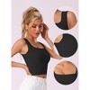 Allegra K Women's Ribbed with Built-In Bra Slim Fit Square Neck Tank Top - 3 of 4