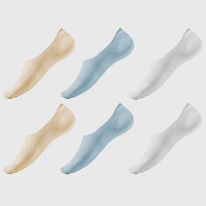 Alilang Women's Solid No Show Socks Non Slip Cotton 6Pk - 1 of 4