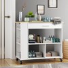 Celebalcony Rolling Kitchen Island with Storage Cabinet. Include 3 Tier Spice Rack, Lockable Wheels & Towel Handle, 2 Tier Open Shelf for Kitchen - 2 of 4