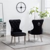 Roundhill Furniture Montura Contemporary Tufted Velvet Chair with Nailhead Trim, Black, Set of 2 - 3 of 4