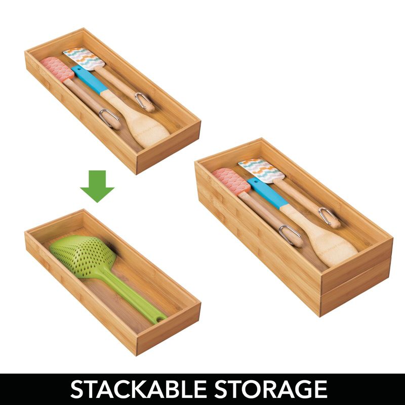 mDesign Stackable Wooden Bamboo Drawer Organizer Tray, 5 of 10