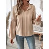 Coolmee Women's Puff Long Sleeve Shirts for Dressy Casual Fashion Pleated Blouse Tops - 3 of 4