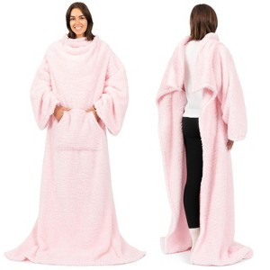 PAVILIA Fluffy Wearable Blanket with Sleeves for Women Men Adults, Fuzzy Warm Plush Snuggle Pocket Sleeved TV Throw - 1 of 4