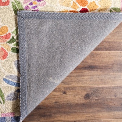 Ivory Floral Hand-Knotted Wool Area Rug