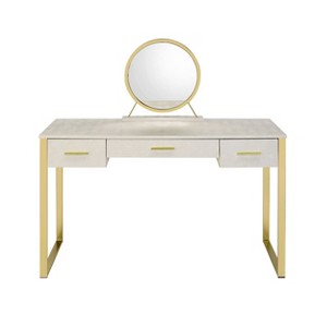 50" Myles Vanity Table Antique White and Champagne Finish - Acme Furniture - 1 of 4