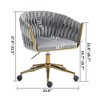 LOVMOR 24.8"Modern design the backrest is hand-woven Office chair,Vanity chairs with wheels,Height adjustable,Gray - 3 of 4