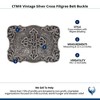 CTM Vintage Silver Cross Filigree Belt Buckle - 3 of 4