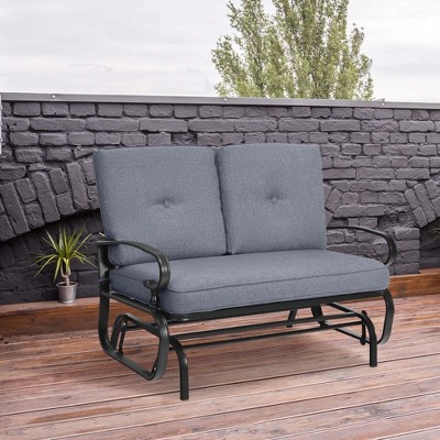 Costway Glider Outdoor Patio Rocking Bench Loveseat Cushioned Seat ...