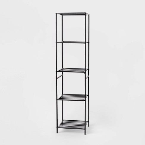 6 Tier Narrow Metal Bathroom Towel Storage Rack with 10 S Hooks for Small Spaces 17 Stories Finish: Black