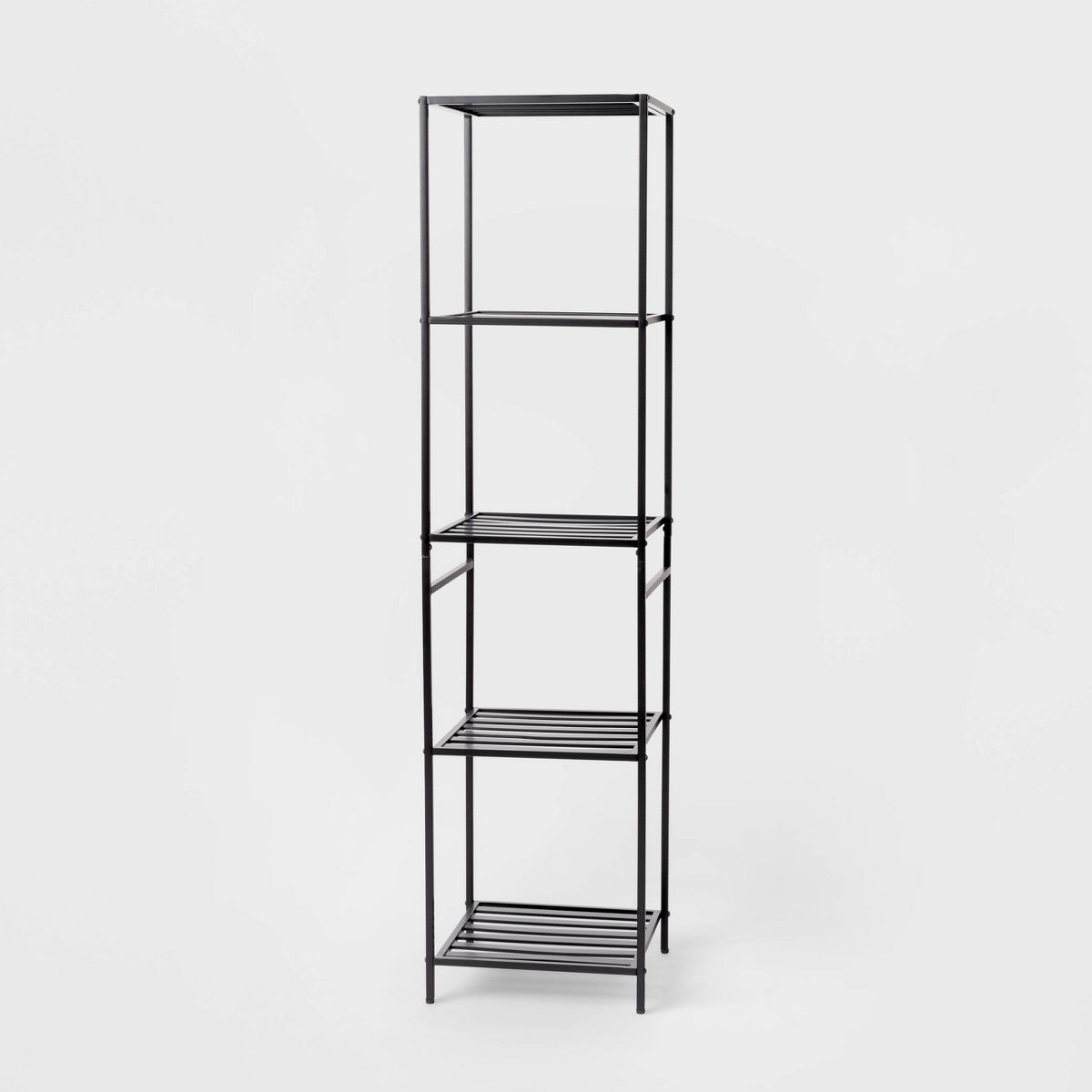 Tall Bath Storage Tower – Black Metal