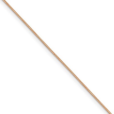Black Bow Jewelry 0.7mm, 14k Rose Gold, Box Chain Necklace