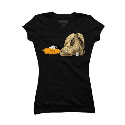 Junior's Design By Humans Dragon making Tea By djrbennett T-Shirt