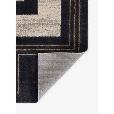 Edi-3 Charcoal Geometric Wool-Blend 7'9" x 9'10" Area Rug