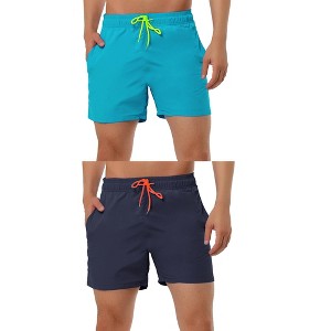 Lars Amadeus Men's Summer Solid Color Lightweight Elastic Waist Beach Swimming Trunks 2 Packs - 1 of 4