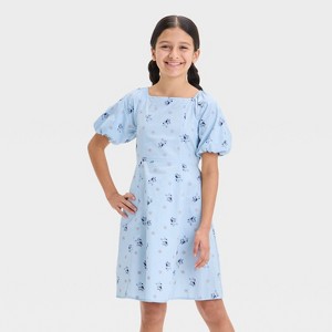 Girls' Bluey Square Neck All Over Print Dress - Blue - 1 of 3